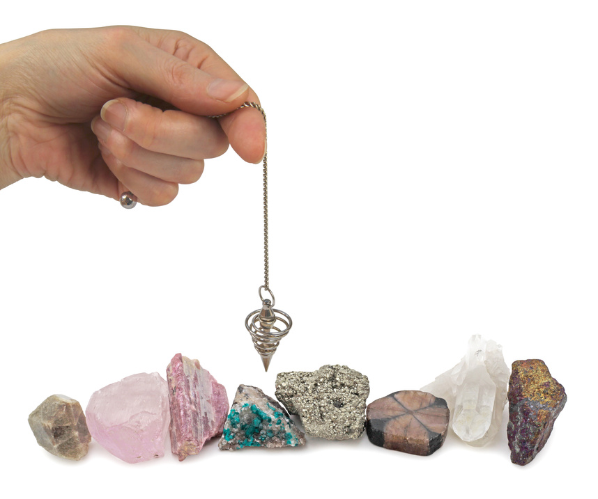 Pendulum Dowsing a selection of mineral specimens